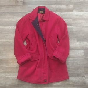Eddie Bauer red zip-up pea coat sz L